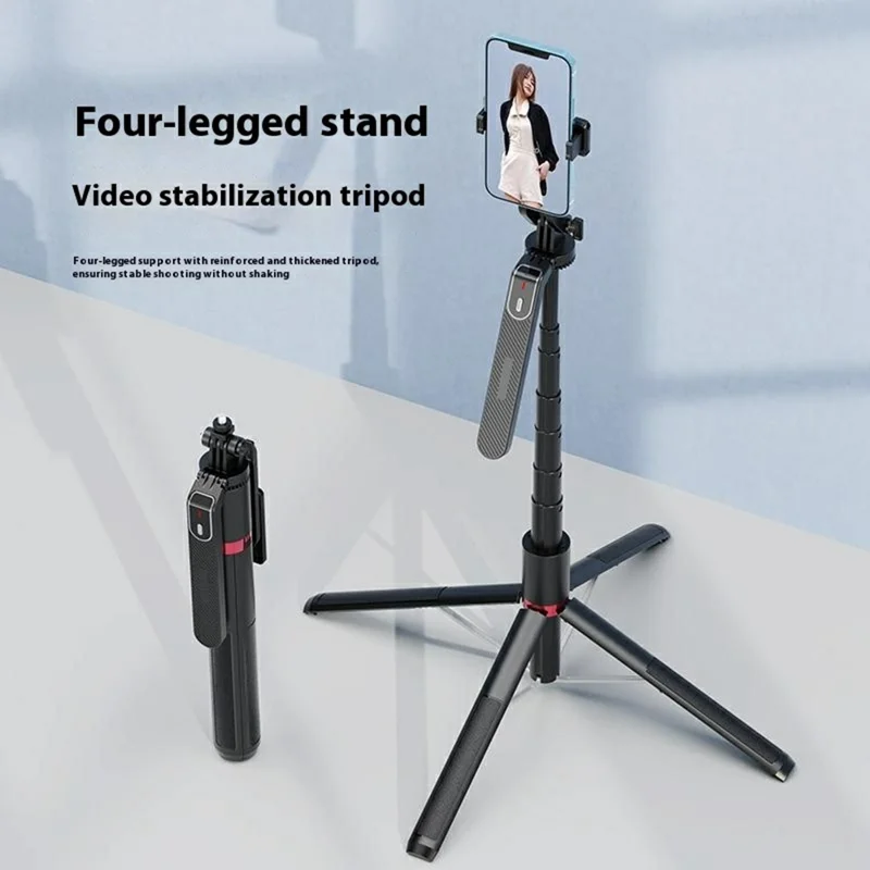 P185MAX 2.2m Extendable Bluetooth-Compatible Phone Selfie Stick Anti Shake Aluminum Alloy Stand with 2 Square Fill Lights