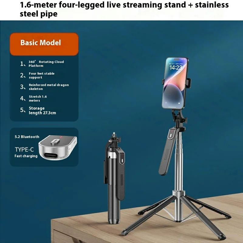 P180mini Portable Selfie Stick Smartphones Bluetooth-Compatible Remote Control Extendable Stand