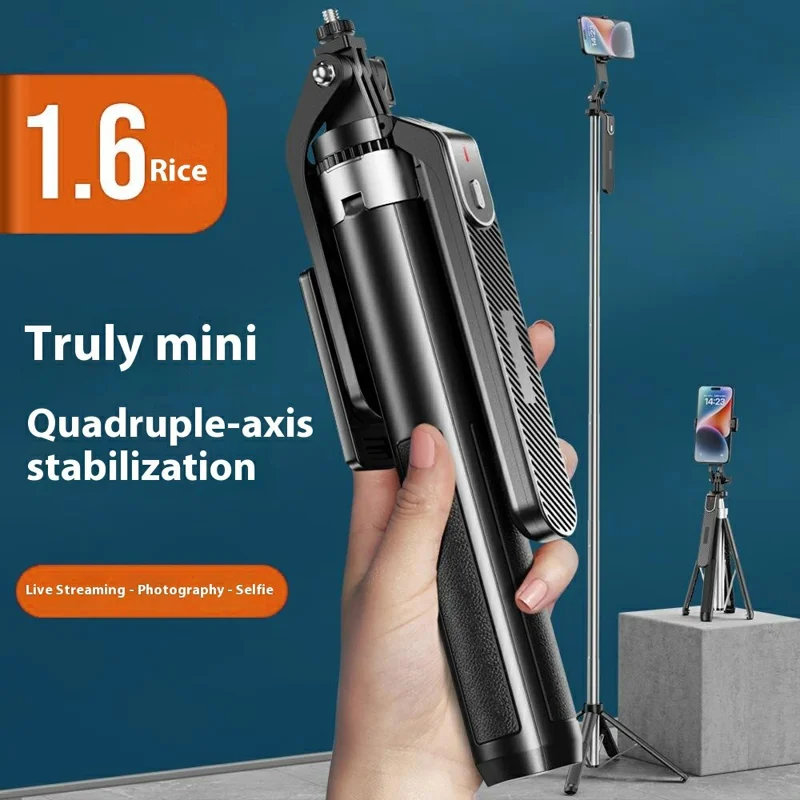 P180mini Portable Phone Selfie Stick Bluetooth-Compatible Remote Control Extendable Stand with 1 Fill Light