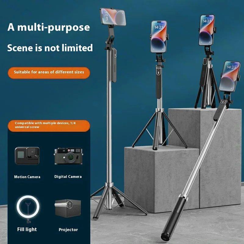 P180mini Portable Phone Selfie Stick Bluetooth-Compatible Remote Control Extendable Stand with 1 Fill Light
