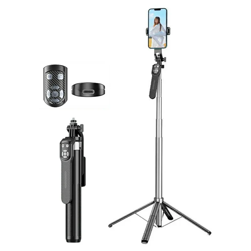P180TK Phone Selfie Stick Bluetooth-Compatible TikTok Remote Control Extendable Aluminum Alloy Stand