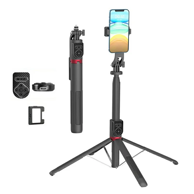 P235TK Single V1 Fill Light Aluminum Alloy Phone Selfie Stick Extendable Bluetooth-Compatible Live Streaming Stand