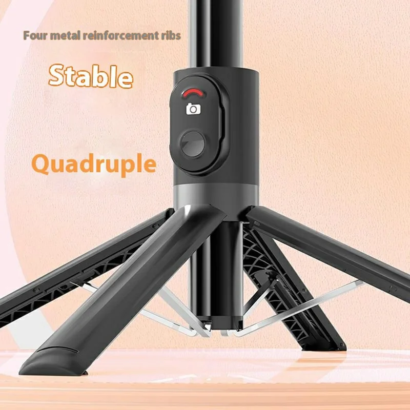 P07MAX Bluetooth-Compatible Selfie Stick Smartphones Remote Control Extendable 4-Leg Stand - Black