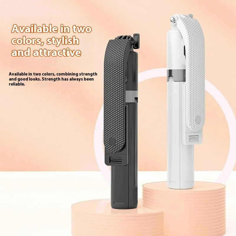 P07MAX Single V1 Fill Light Bluetooth-Compatible Selfie Stick Smartphones Remote Control Extendable 4-Leg Stand - Black