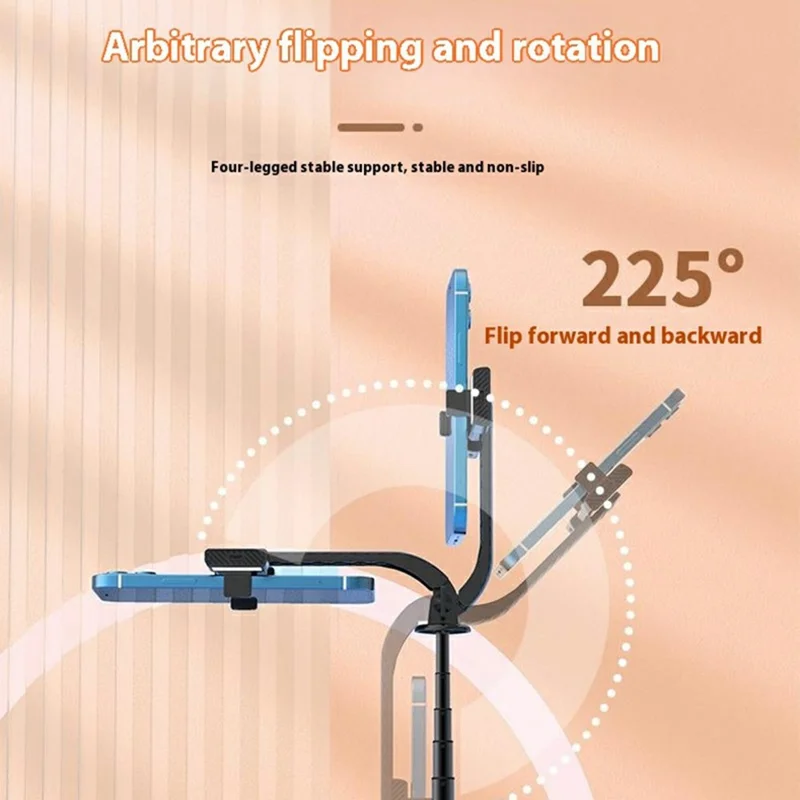 P07MAX Single V1 Fill Light Bluetooth-Compatible Selfie Stick Smartphones Remote Control Extendable 4-Leg Stand - Black