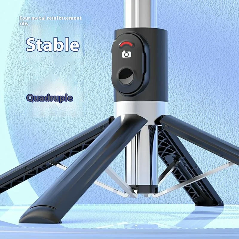 P06max Dual V2 Fill Light 140cm Extendable Selfie Stick Smartphones Bluetooth-Compatible Remote Control Stand - Black