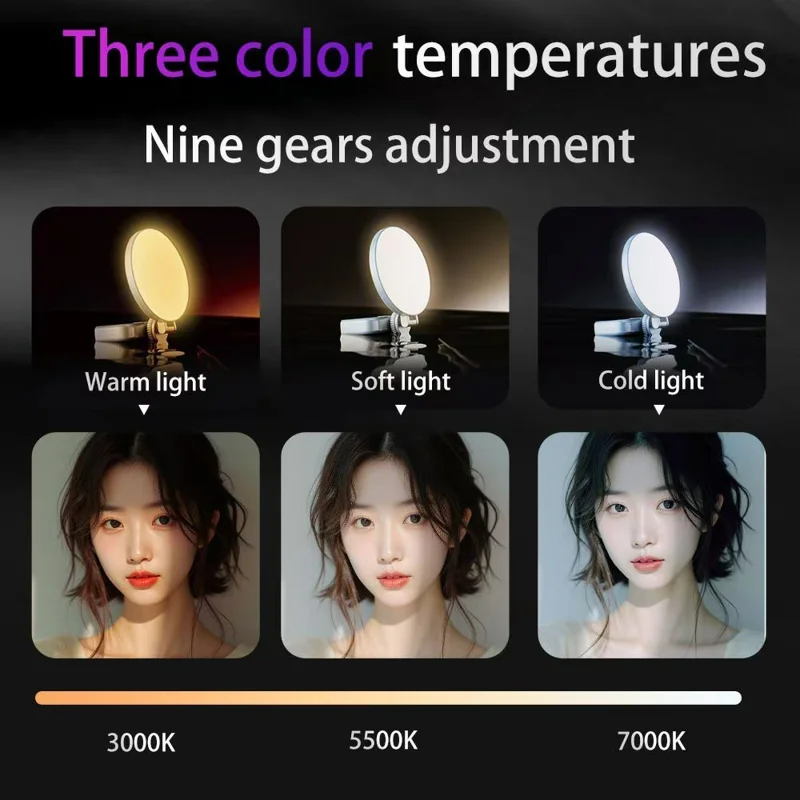 Portable Selfie Light Smartphone Photography Live Streaming Video Recording Round LED Fill Light - White
