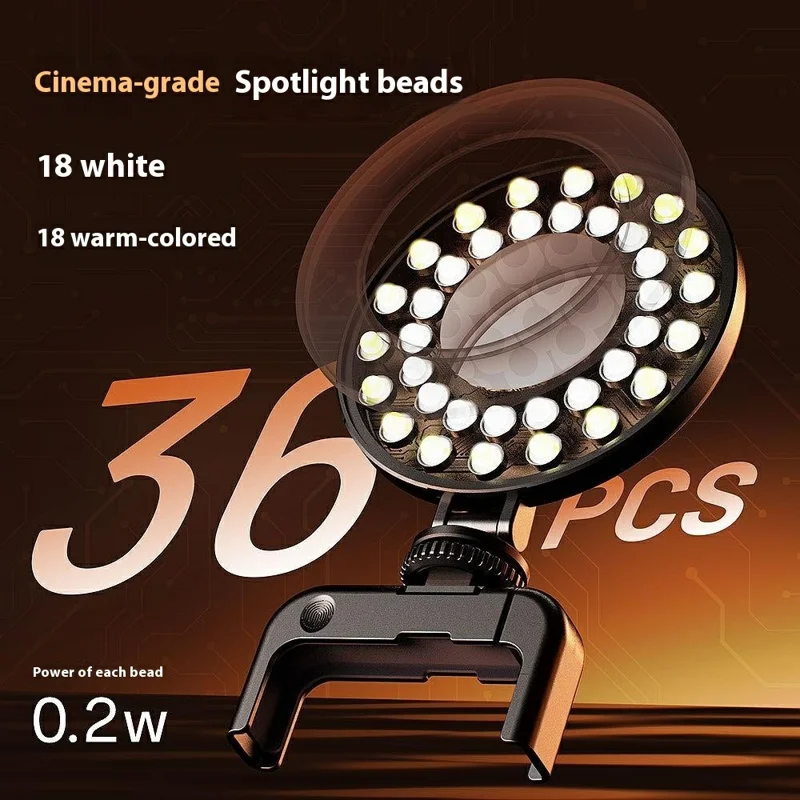Portable Selfie Light Smartphone Photography Live Streaming Video Recording Round LED Fill Light - White