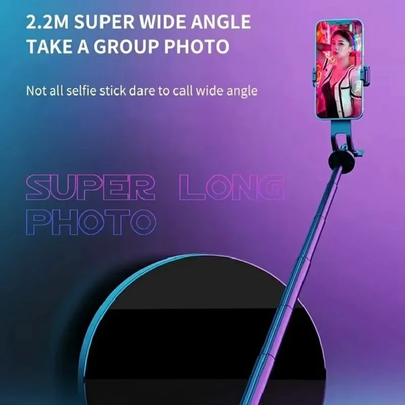 P225TK Portable Phone Selfie Stick Extended Aluminum Alloy Stand with TikTok Remote Control + Ring Light