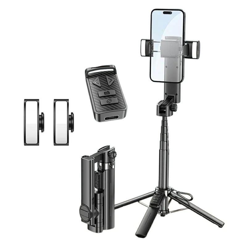 Stabilisateur de cardan portable à double éclairage Q36 anti-tremblement pour smartphone avec trépied à 4 pieds et télécommande