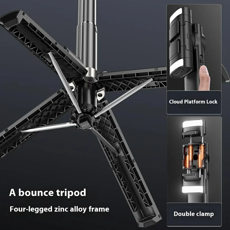 Stabilisateur de cardan portable à double éclairage Q36 anti-tremblement pour smartphone avec trépied à 4 pieds et télécommande