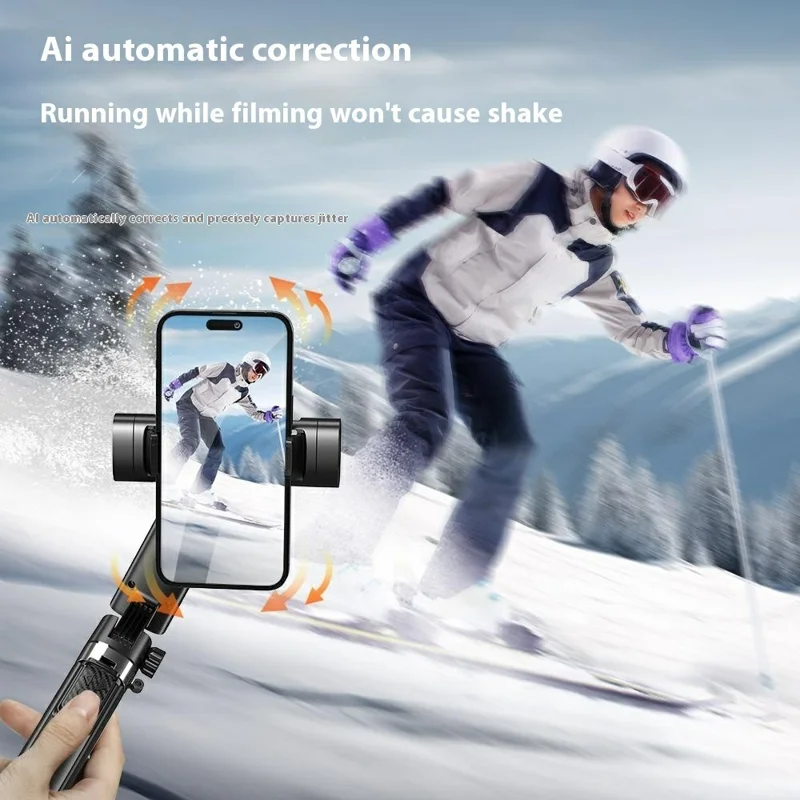 Stabilisateur de cardan portable à double éclairage Q36 anti-tremblement pour smartphone avec trépied à 4 pieds et télécommande