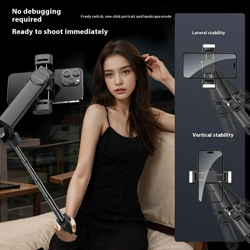 Stabilisateur de cardan portable à double éclairage Q36 anti-tremblement pour smartphone avec trépied à 4 pieds et télécommande
