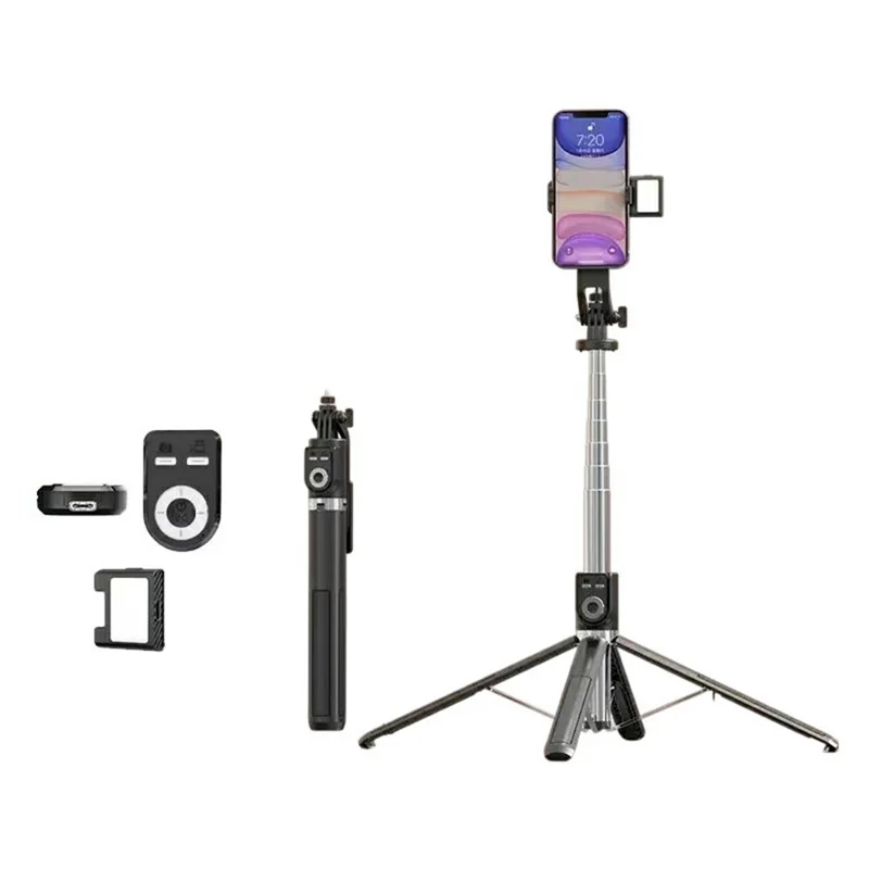 P220TK Single V1 Fill Light Portable Selfie Stick Bluetooth-Compatible Remote Control Phone Extendable Stand