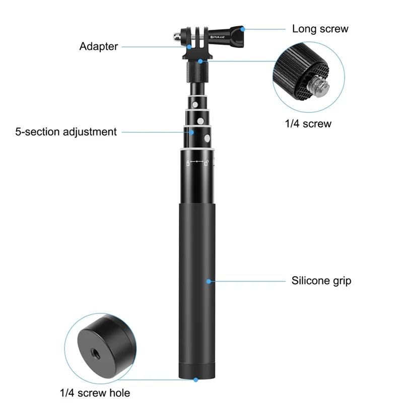 PULUZ PU814 Bastão de Selfie Invisível de 73,5 cm para Tempo de Disparo para Insta360 ONE RS / X3 / X2 Haste de Extensão