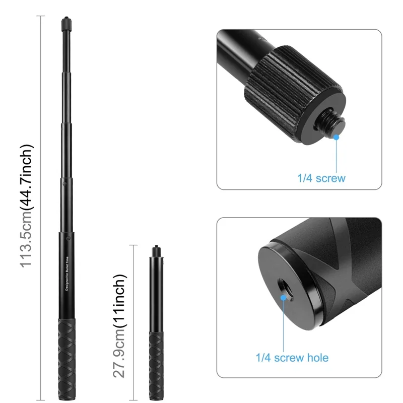 PULUZ PU815 113,5 cm Bâton Selfie Invisible pour le Bullet Time pour Insta360 ONE RS / X3 / X2 Rallonge