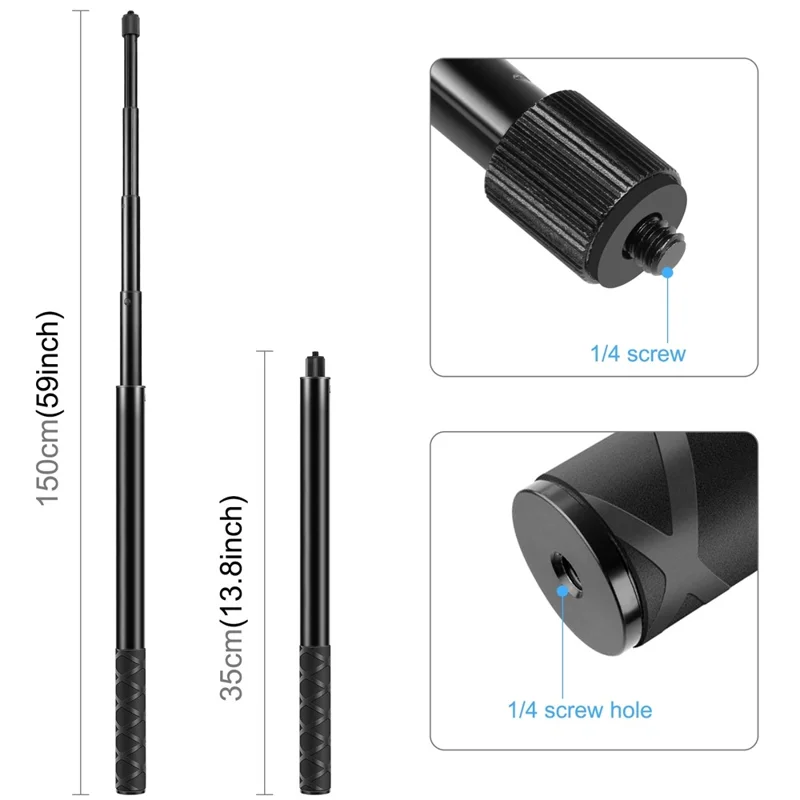 PULUZ PU816 150cm Bullet Time Invisible Selfie Stick for Insta360 ONE RS / X3 / X2 Extension Rod