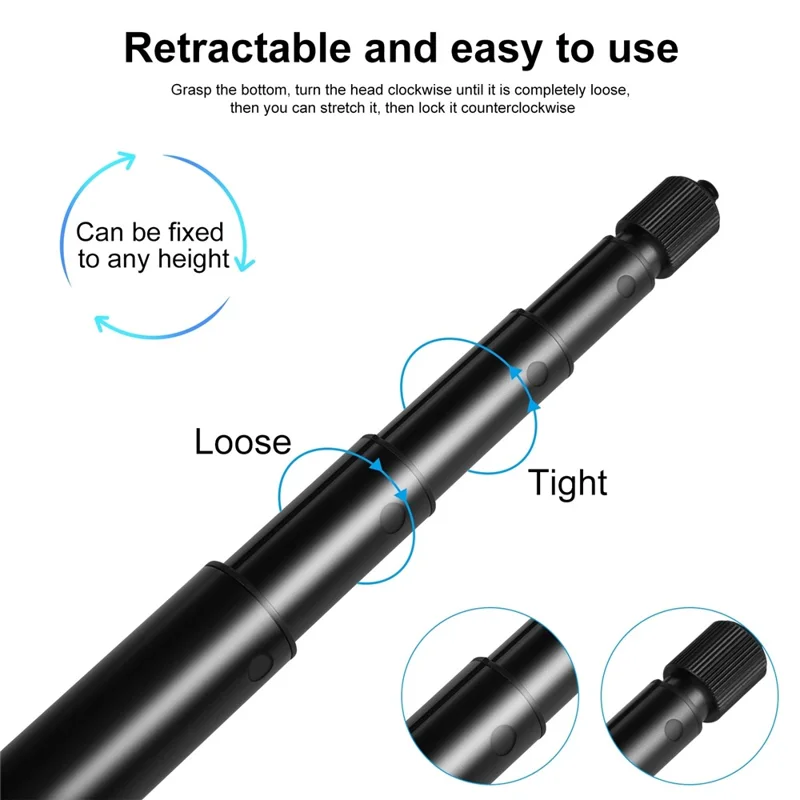 PULUZ PU641B 200cm Bullet Time Invisible Selfie Stick for Insta360 ONE RS / X3 / X2 Extension Rod with Hand Strap