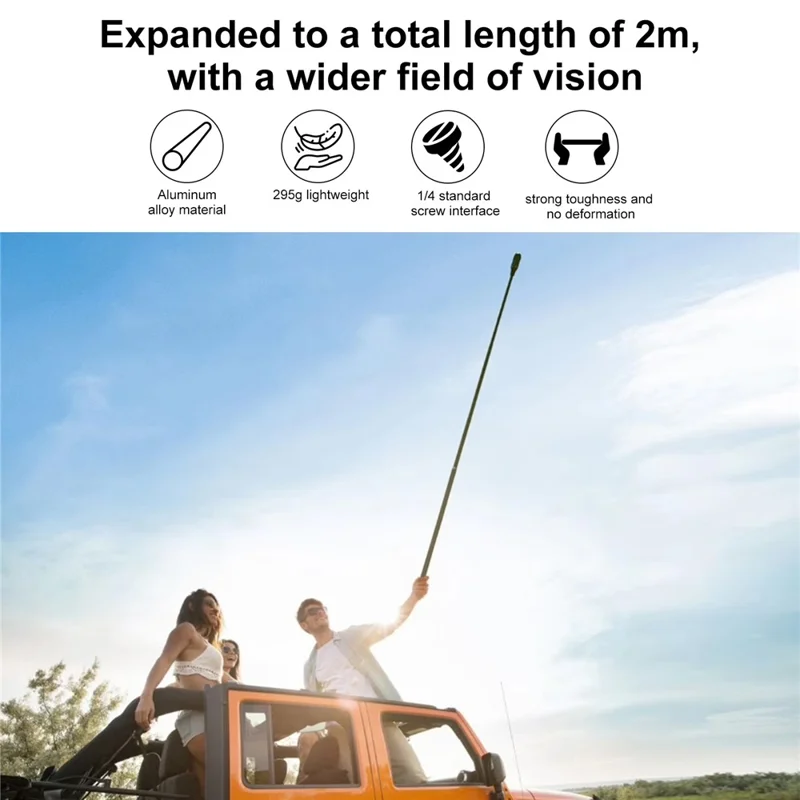 PULUZ PU641B 200cm Bullet Time Invisible Selfie Stick for Insta360 ONE RS / X3 / X2 Extension Rod with Hand Strap