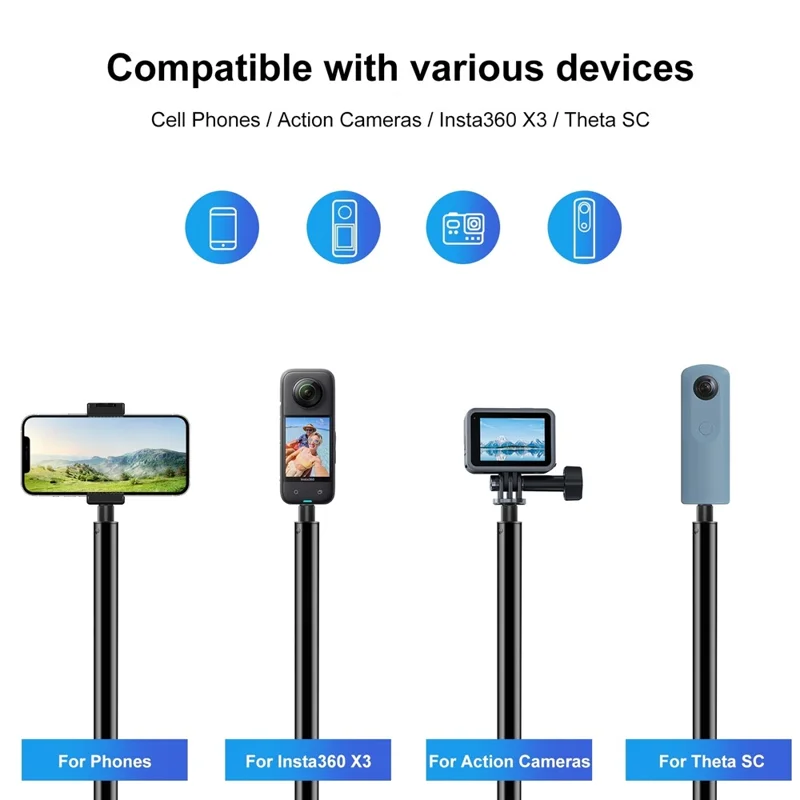 PULUZ PU642B 300cm Bullet Time Invisible Selfie Stick for Insta360 ONE RS / X3 / X2 Extension Rod with Hand Strap