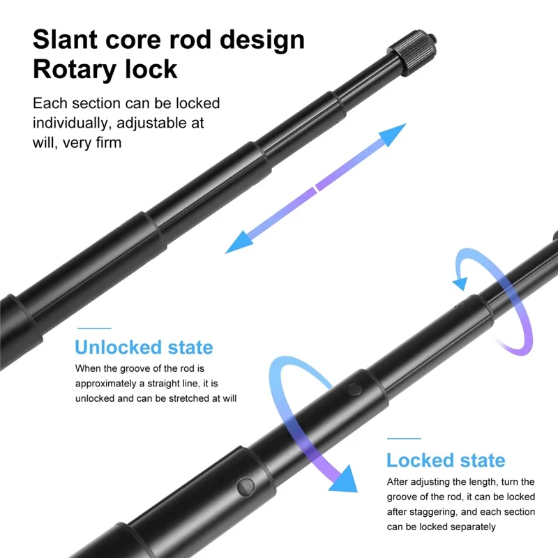 PULUZ PU642B 300cm Bullet Time Invisible Selfie Stick for Insta360 ONE RS / X3 / X2 Extension Rod with Hand Strap