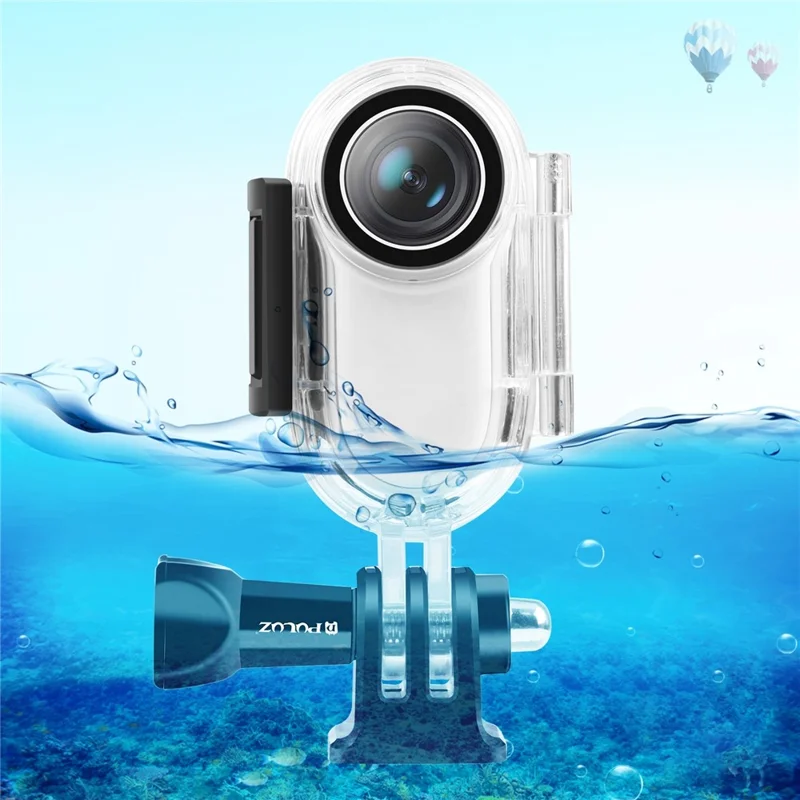 PULUZ PU556T Carcasa Sumergible de 30 m para Cámara Insta360 GO 2 para Buceo y Surf