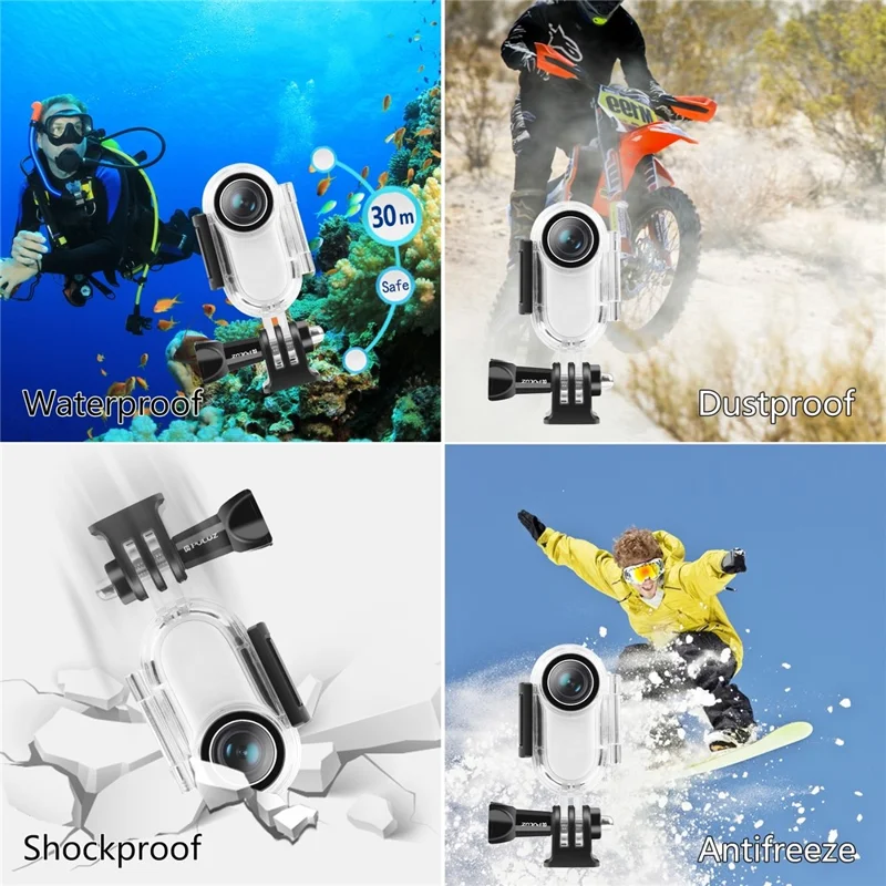 PULUZ PU556T Carcasa Sumergible de 30 m para Cámara Insta360 GO 2 para Buceo y Surf