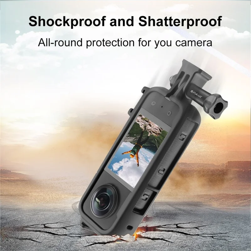 PULUZ PU809B For Insta360 X3 Action Camera Cold Shoe Mount Plastic Protective Frame with Adapter Base and Screw