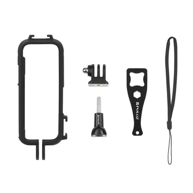 PULUZ PU809B For Insta360 X3 Action Camera Cold Shoe Mount Plastic Protective Frame with Adapter Base and Screw