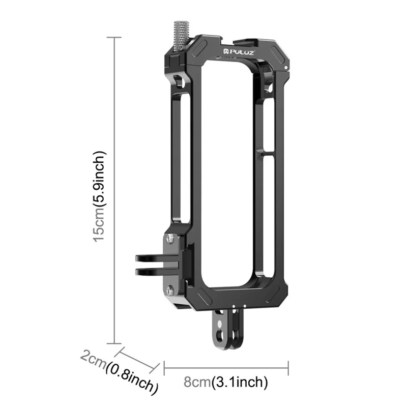 PULUZ PU805B For Insta360 X3 Aluminum Alloy Rabbit Cage Housing Frame with Expand Cold Shoe Mount