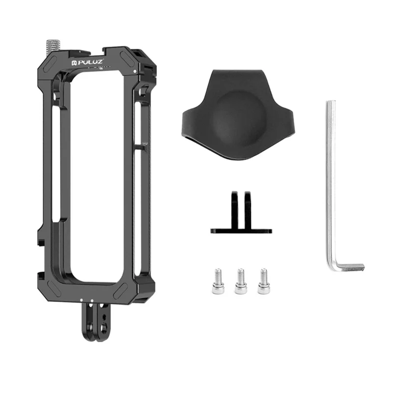 PULUZ PU805B For Insta360 X3 Aluminum Alloy Rabbit Cage Housing Frame with Expand Cold Shoe Mount