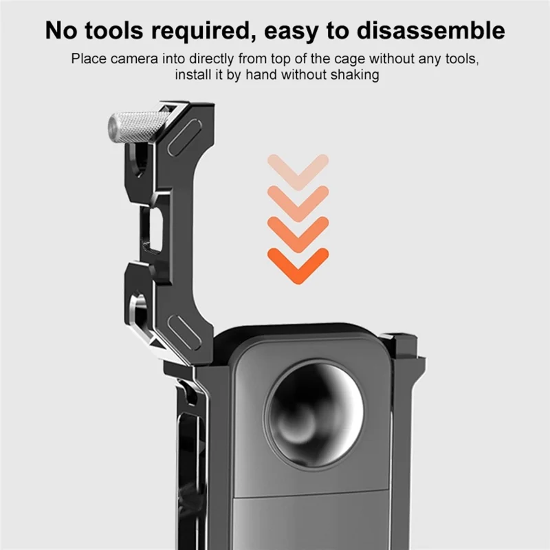 PULUZ PU805B For Insta360 X3 Aluminum Alloy Rabbit Cage Housing Frame with Expand Cold Shoe Mount