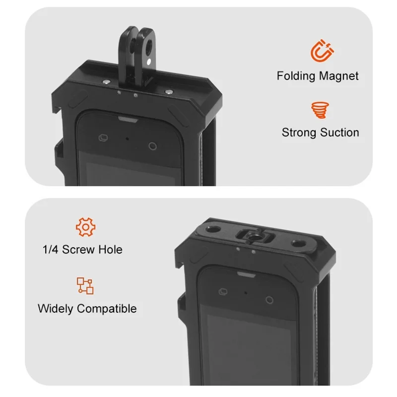 PULUZ PU805B For Insta360 X3 Aluminum Alloy Rabbit Cage Housing Frame with Expand Cold Shoe Mount