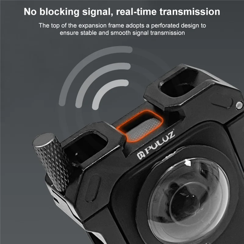 PULUZ PU805B For Insta360 X3 Aluminum Alloy Rabbit Cage Housing Frame with Expand Cold Shoe Mount