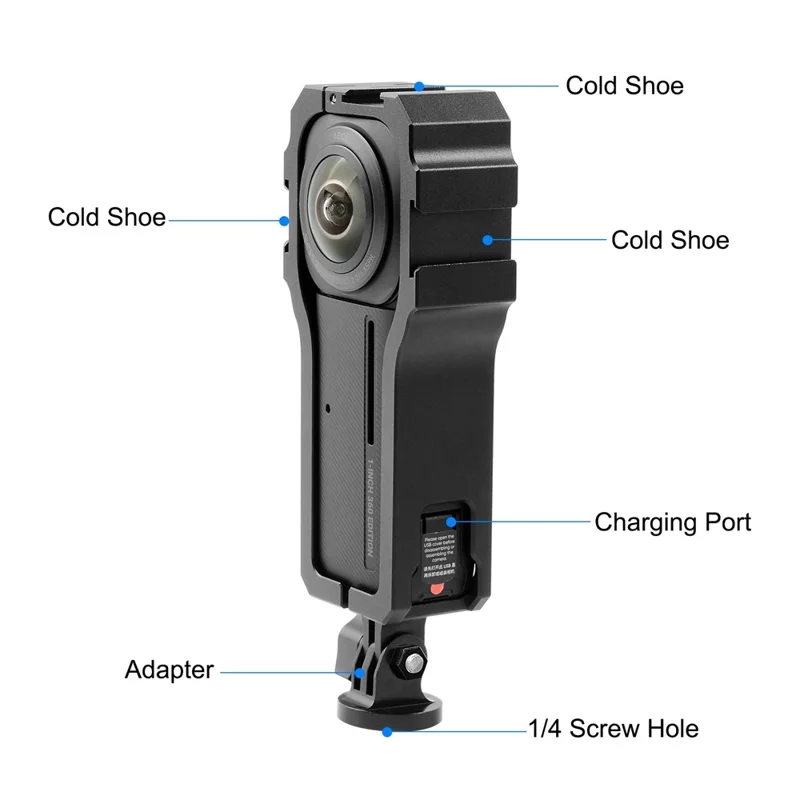 PULUZ PU597B For Insta360 ONE RS 1-Inch 360 Edition Camera Metal Protective Frame with 3 Cold Shoe Interface