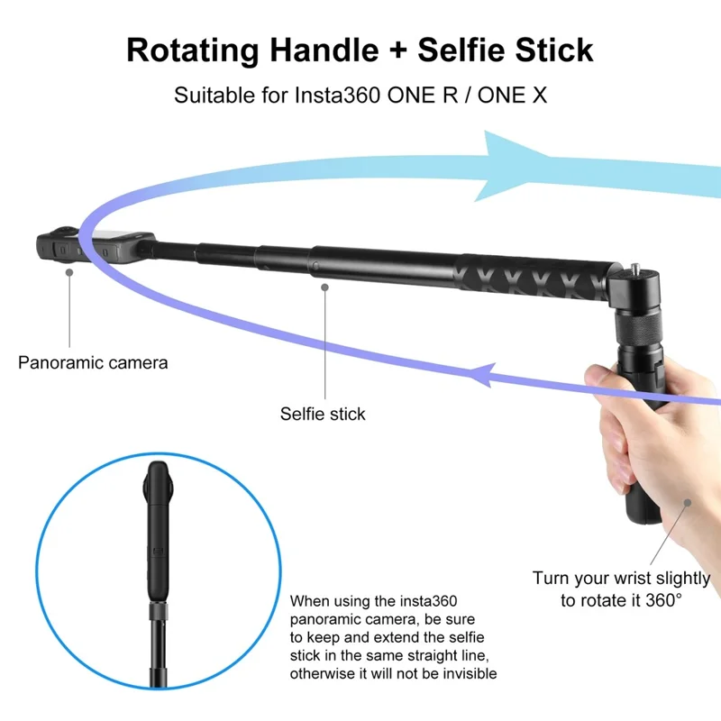 PULUZ PU886B Para Insta360 X3 Suporte de Tripé de Movimento Bala Rotativo Grip Tripé de Mesa Suporte de Câmera de Ação Selfie Stick
