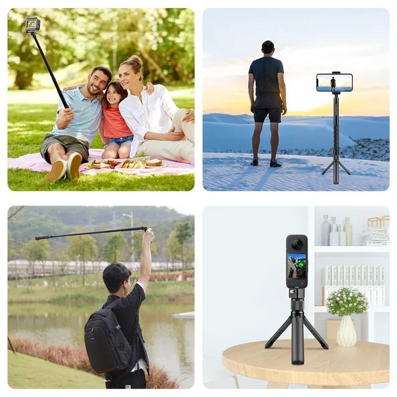 PULUZ PU887B For Insta360 X3 Handle Tripod Bullet Time Rotating Desktop Stand with 110cm Selfie Stick Kit