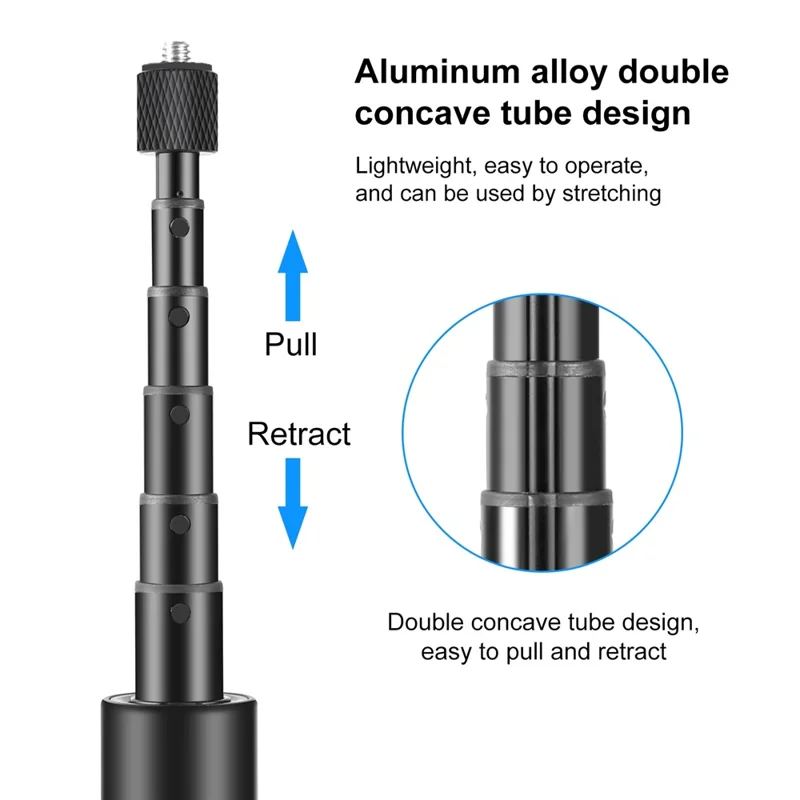 PULUZ PU497B For Insta360 X4 / X3 Panoramic Camera Selfie Stick Action Cameras Tripod Monopod