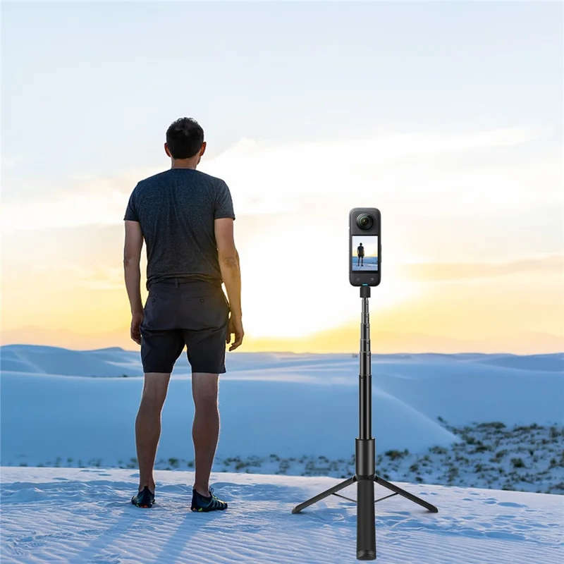 PULUZ PU497B For Insta360 X4 / X3 Panoramic Camera Selfie Stick Action Cameras Tripod Monopod
