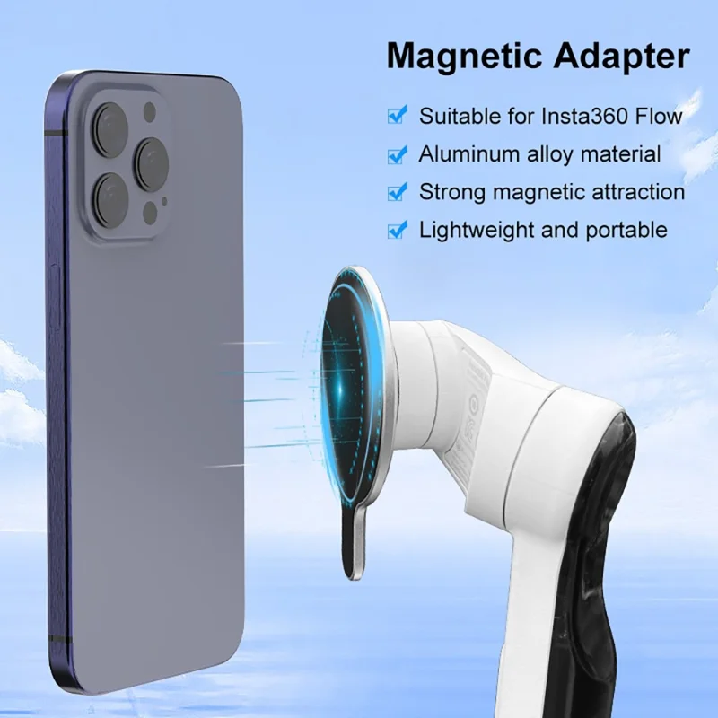 PULUZ PU710S Adaptateur de Cardan pour Insta360 Flow Support de Téléphone Compatible avec MagSafe en Alliage d'Aluminium pour Perche à Selfie
