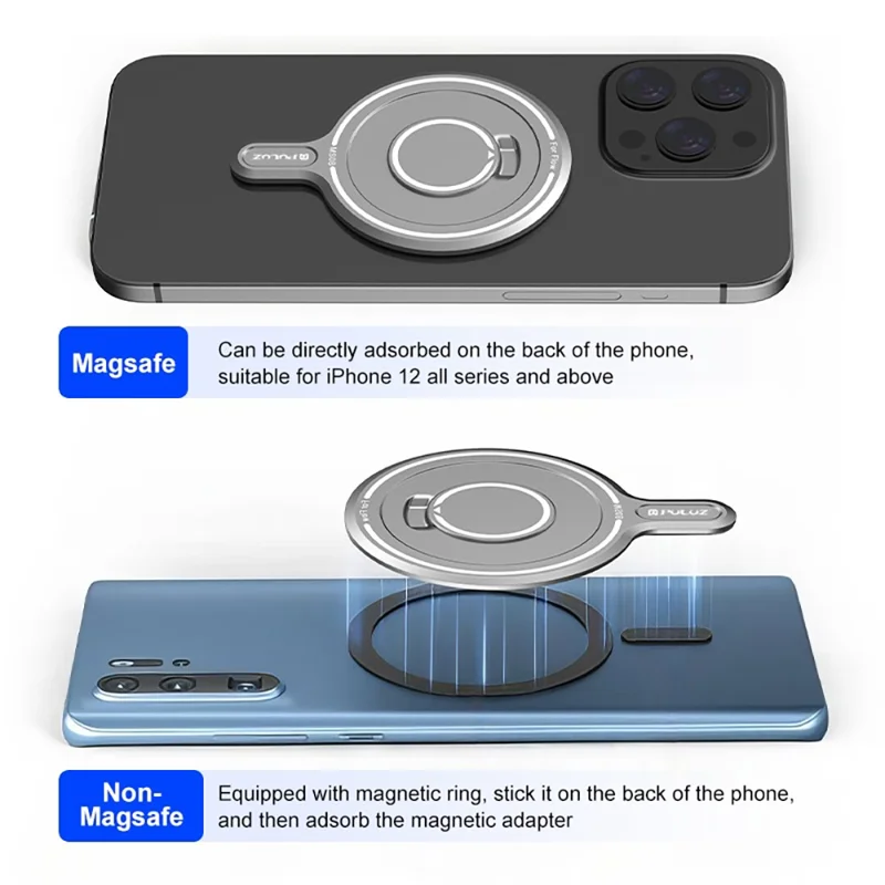 PULUZ PU710S Adaptateur de Cardan pour Insta360 Flow Support de Téléphone Compatible avec MagSafe en Alliage d'Aluminium pour Perche à Selfie