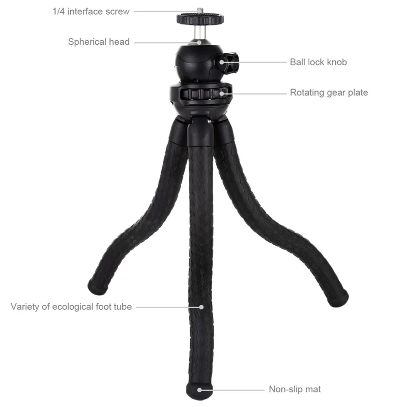 PULUZ PU436 Size L Flexible Legs Octopus Tripod 2kg Load 1 / 4 Screw Selfie Stick, 31 x 5cm