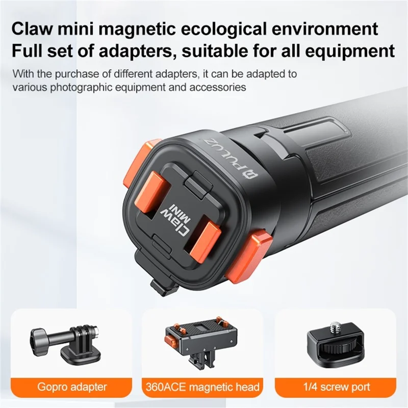 PULUZ PU729B Mini Magnetic Quick Release Tripod Adjustable Height Portable Selfie Stick for Action Cameras