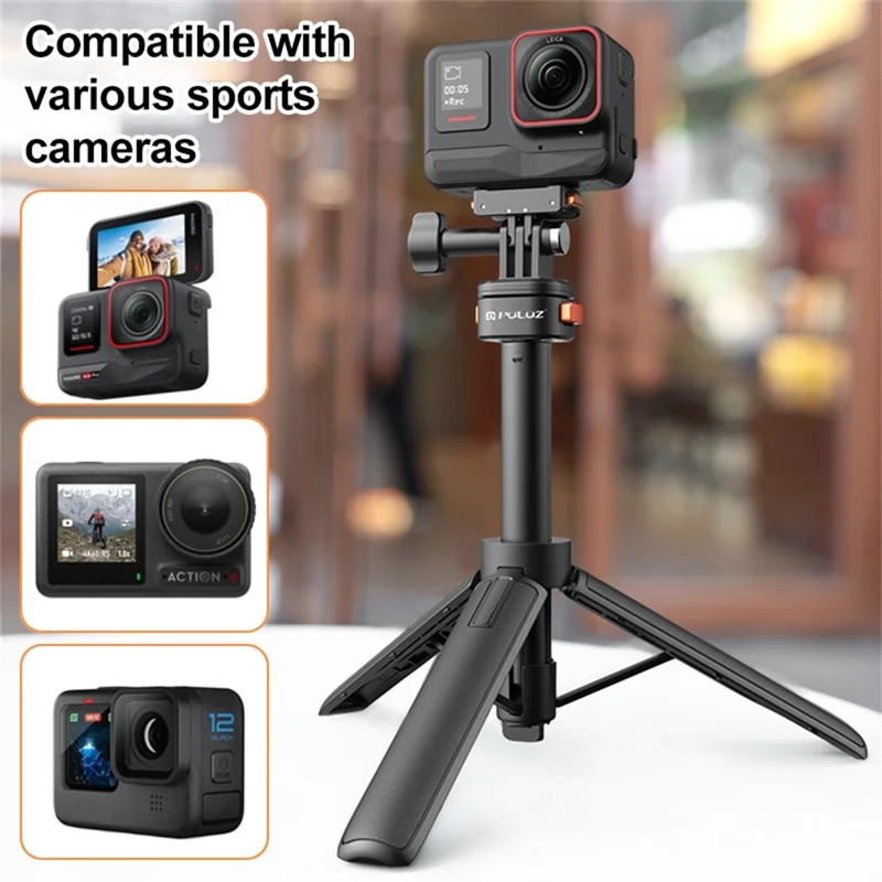 PULUZ PU729B Mini Magnetic Quick Release Tripod Adjustable Height Portable Selfie Stick for Action Cameras