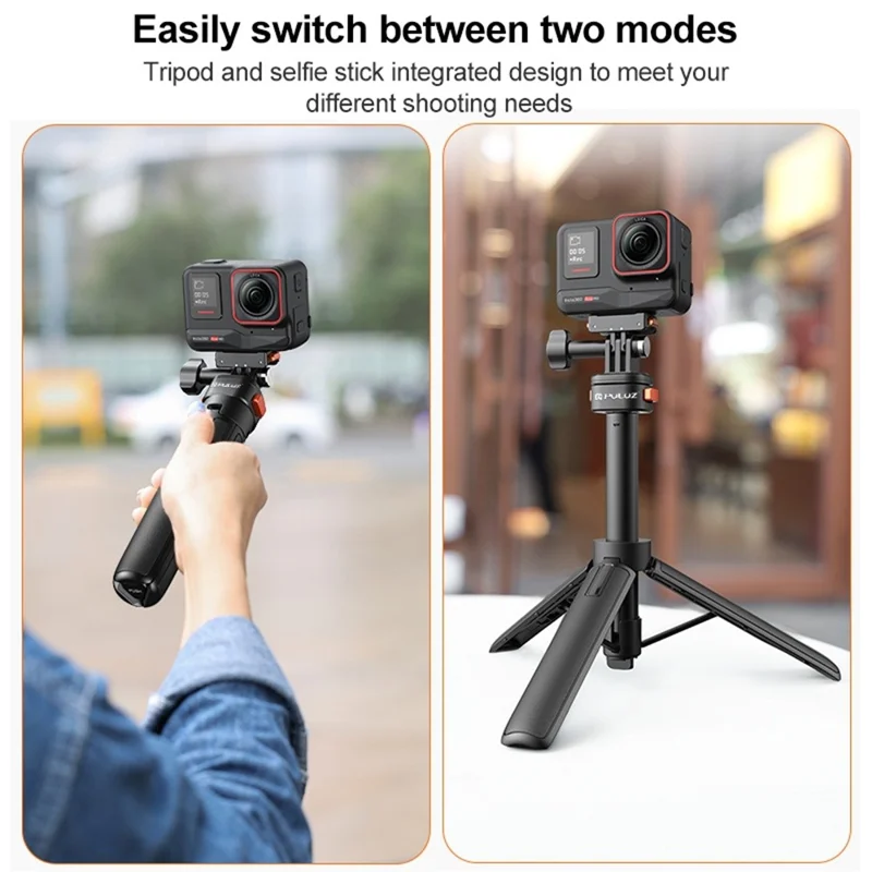 PULUZ PU729B Mini Magnetic Quick Release Tripod Adjustable Height Portable Selfie Stick for Action Cameras