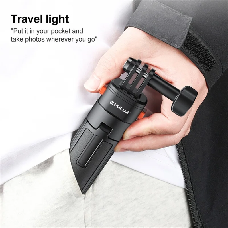 PULUZ PU729B Mini Magnetic Quick Release Tripod Adjustable Height Portable Selfie Stick for Action Cameras