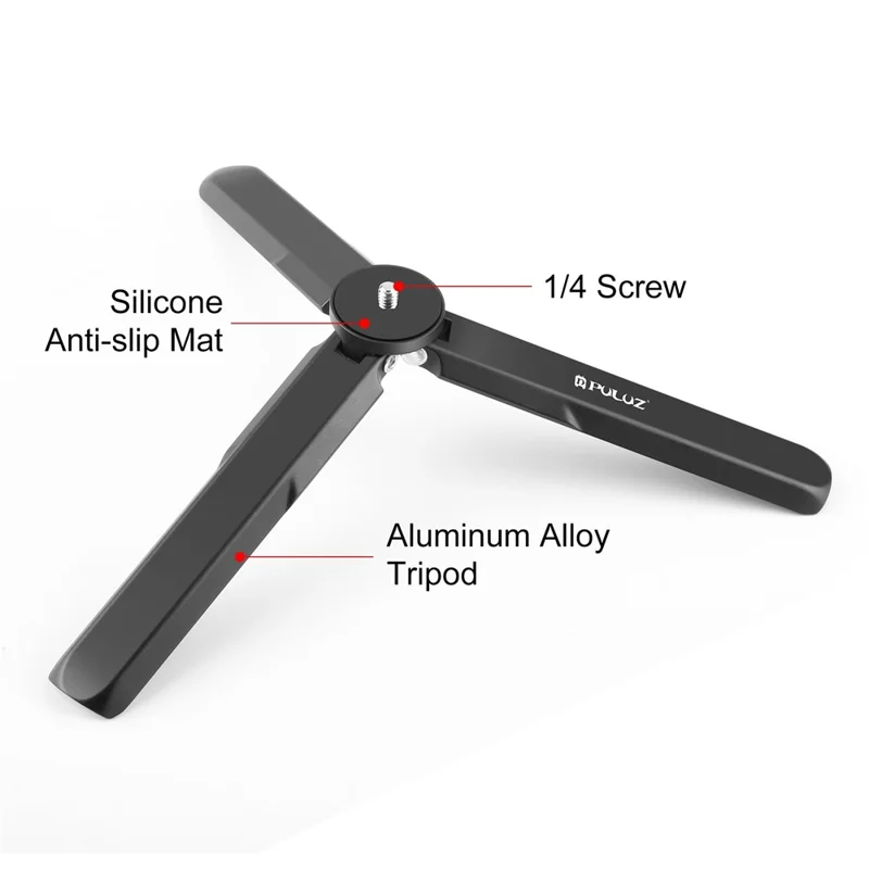 PULUZ PU929B For DJI Osmo Pocket 3 Aluminum Alloy Photography Tripod Stand Foldable Handheld Grip