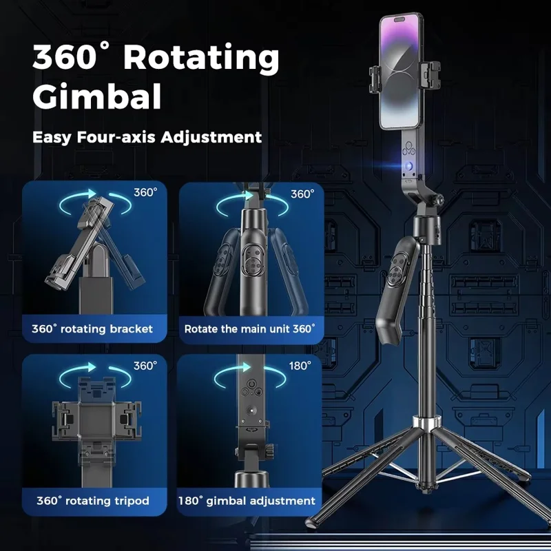 Q565 Smartphone Facial Tracking Gimbal Selfie Stick Anti Shake Extendable 4-Leg Stand