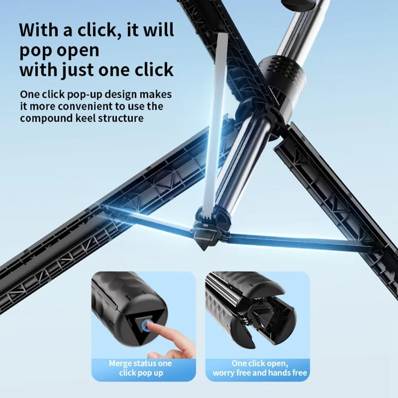 K50 Dual Phone Clip Bluetooth-Compatible Selfie Stick 1.9m Extendable Live Streaming Tripod - Black