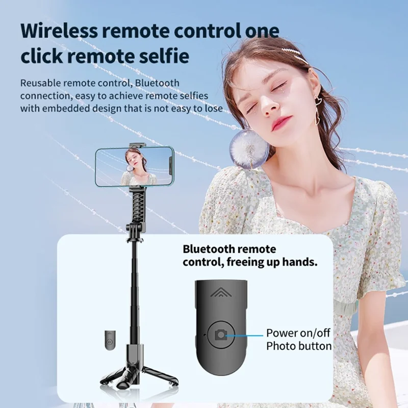 K25MINI Portable Bluetooth-Compatible Selfie Stick Smartphone Photography Tripod with 2 Fill Lights